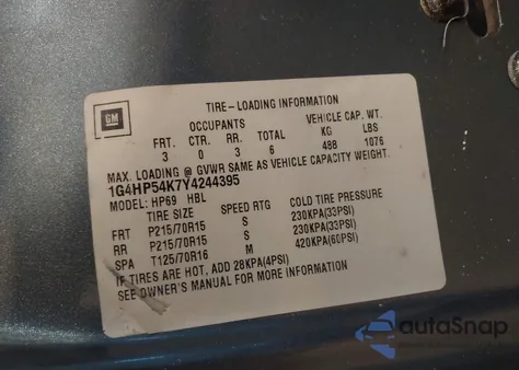 2000 Buick Lesabre Custom from USA, damaged, VIN 1G4HP54K7Y4244395